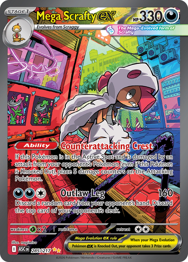 Mega Scrafty ex - #285/217 - Pokémon Mega Evolution - Ascended Heroes