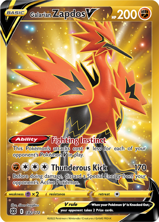 Galarian Zapdos V - #182/172 - Pokémon Sword & Shield - Brilliant Stars