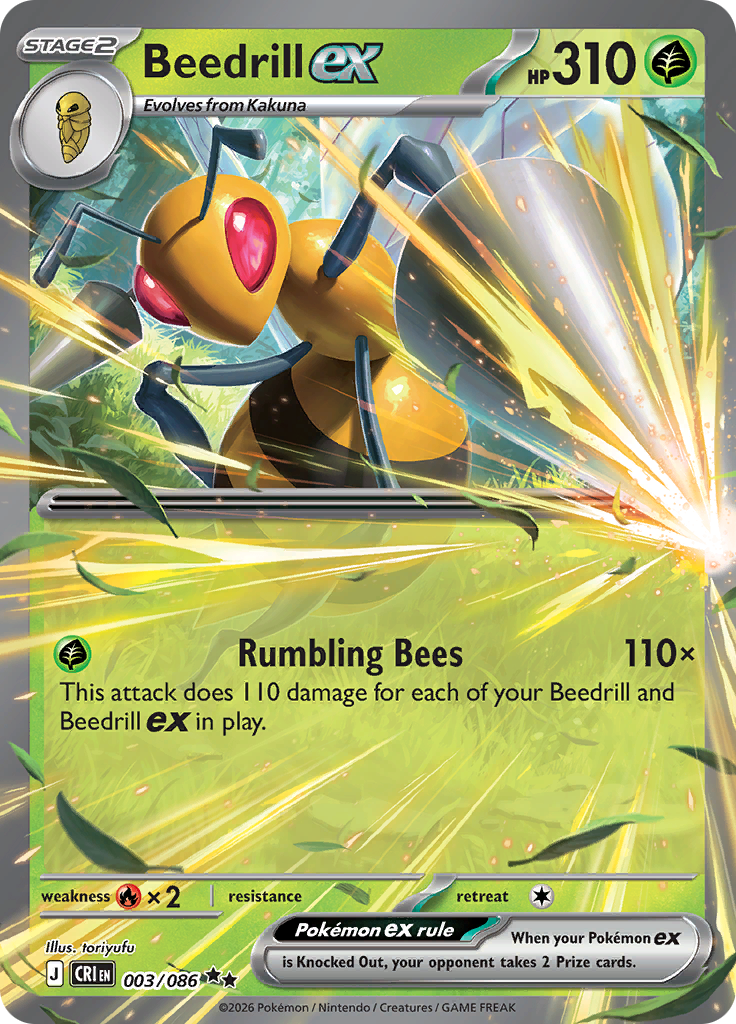 Beedrill ex - #003/086 - Pokémon Mega Evolution - Chaos Rising