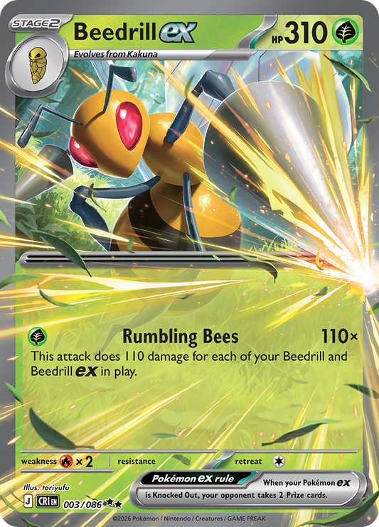 Beedrill ex - #003/086 - Pokémon Mega Evolution - Chaos Rising