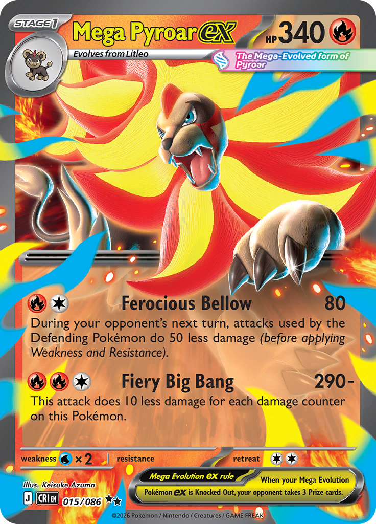Mega Pyroar ex - #015/086 - Pokémon Mega Evolution - Chaos Rising