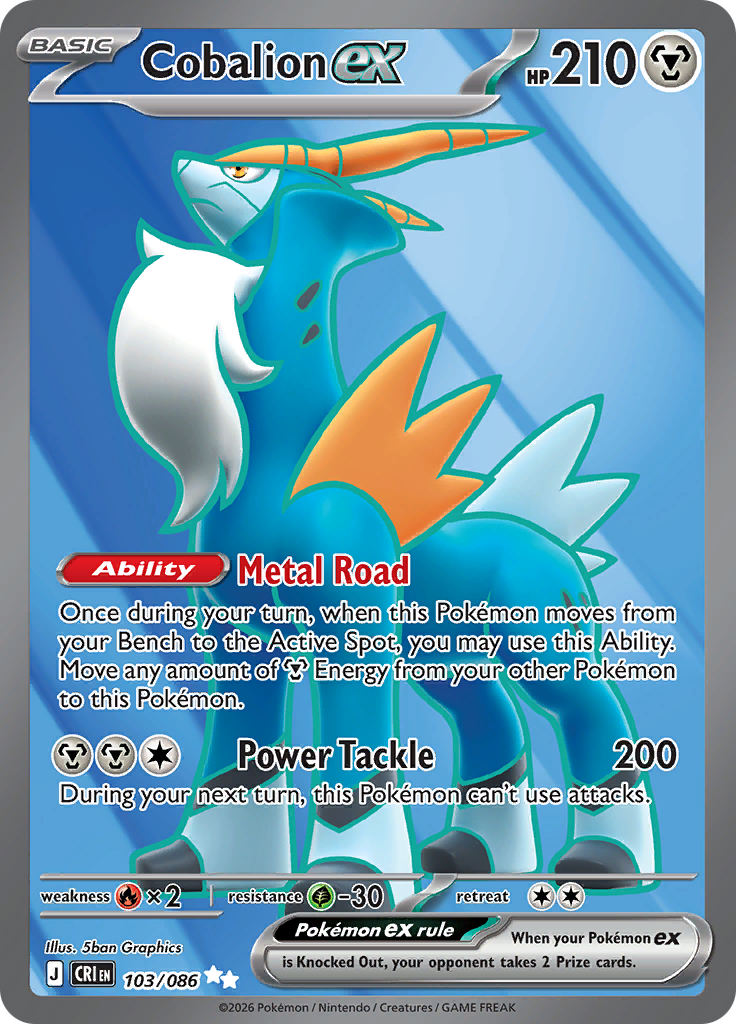 Cobalion ex - #103/086 - Pokémon Mega Evolution - Chaos Rising