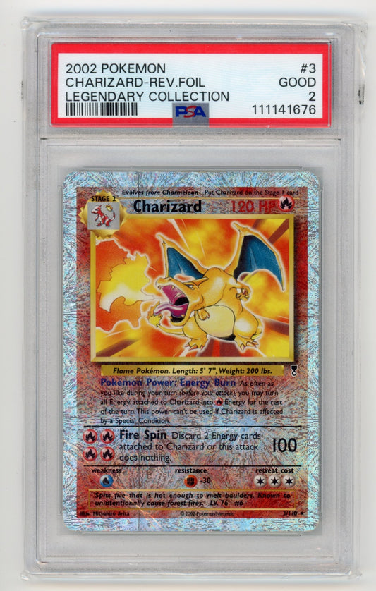 Charizard Reverse Foil - #3 PSA 2 - Pokémon Legendary Collection