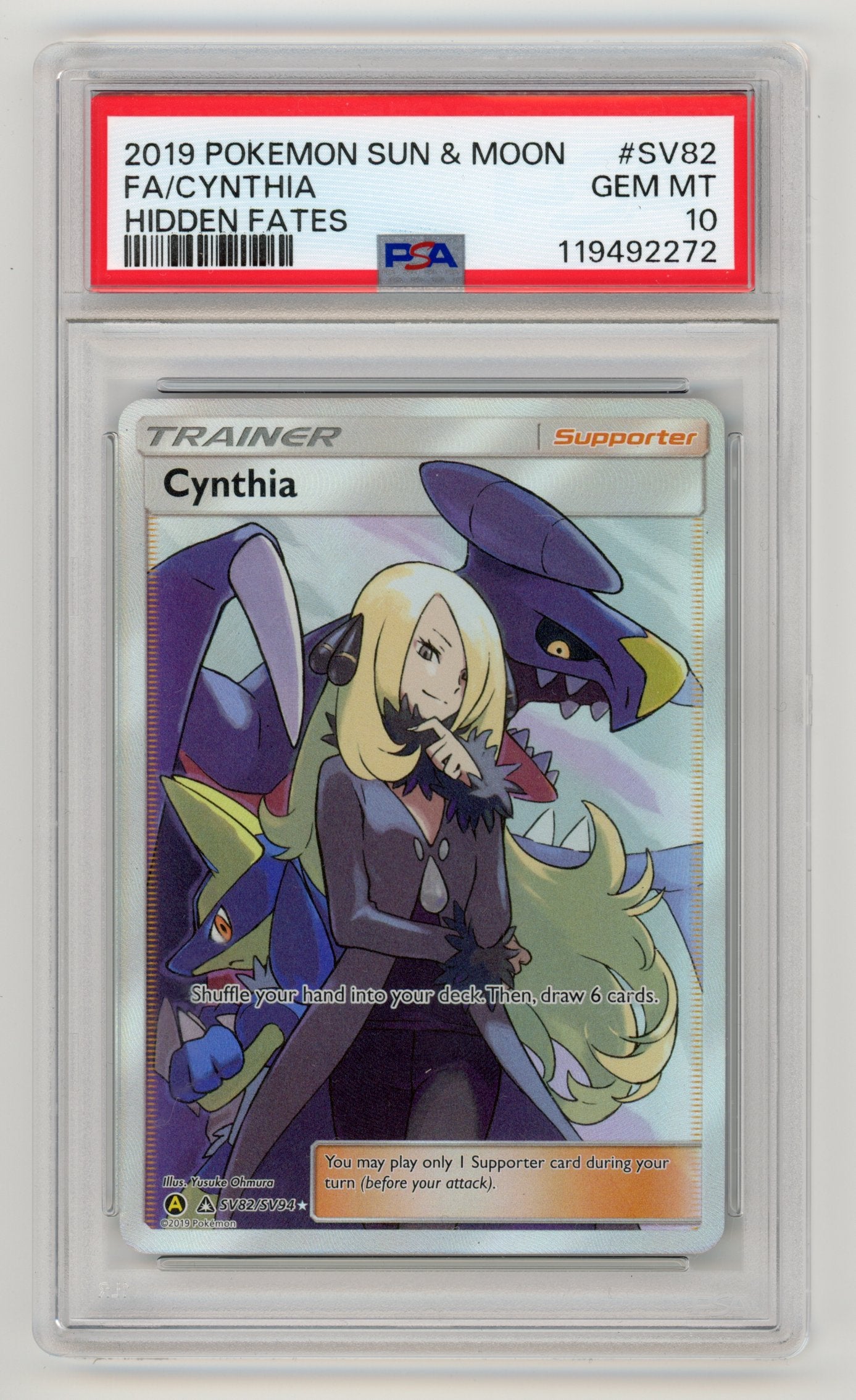 Cynthia - #SV82 PSA 10 - Pokémon Sun & Moon: Hidden Fates