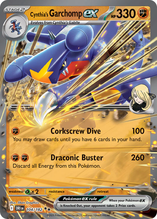 Cynthia's Garchomp ex - #104/182 - Pokémon Scarlet & Violet - Destined Rivals