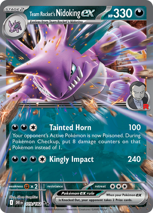 Team Rocket's Nidoking ex - #119/182 - Pokémon Scarlet & Violet - Destined Rivals