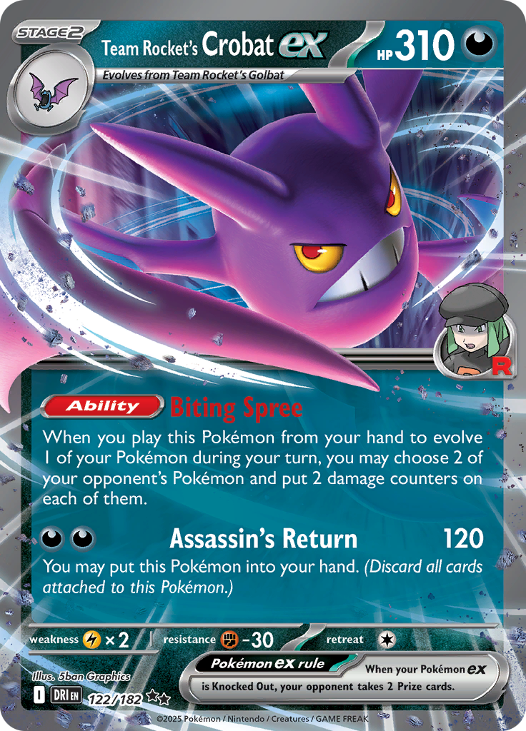 Team Rocket's Crobat ex - #122/182 - Pokémon Scarlet & Violet - Destined Rivals
