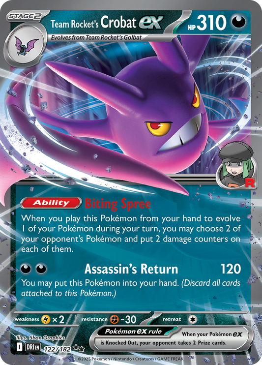 Team Rocket's Crobat ex - #122/182 - Pokémon Scarlet & Violet - Destined Rivals