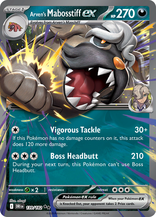 Arven's Mabosstiff ex - #139/182 - Pokémon Scarlet & Violet - Destined Rivals
