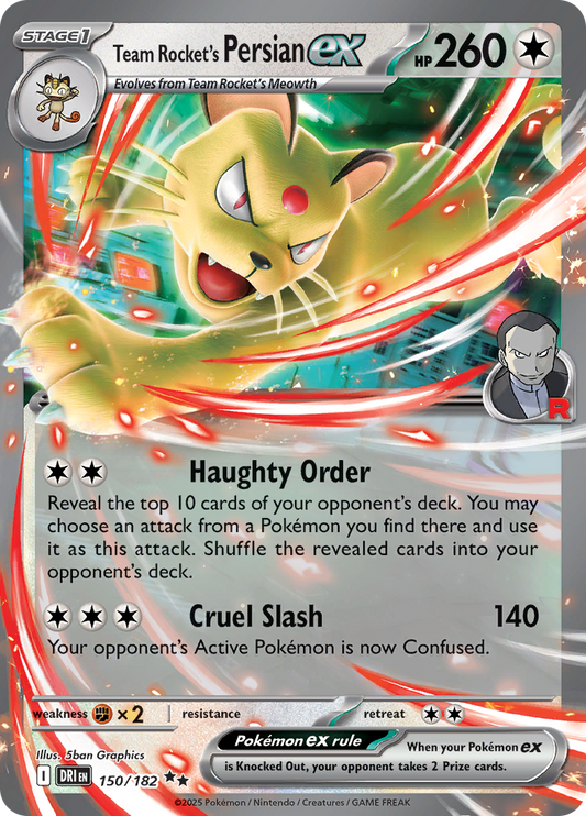 Team Rocket's Persian ex - #150/182 - Pokémon Scarlet & Violet - Destined Rivals