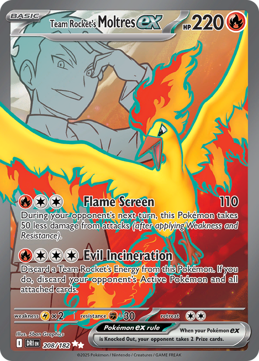 Team Rocket's Moltres ex - #208/182 - Pokémon Scarlet & Violet - Destined Rivals