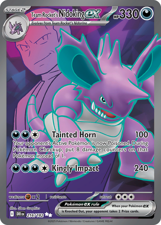 Team Rocket's Nidoking ex - #216/182 - Pokémon Scarlet & Violet - Destined Rivals