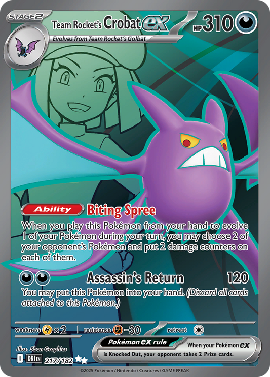 Team Rocket's Crobat ex - #217/182 - Pokémon Scarlet & Violet - Destined Rivals