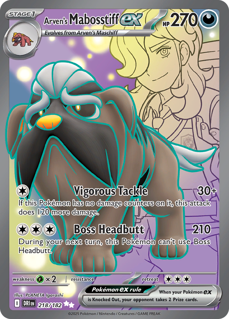Arven's Mabosstiff ex - #218/182 - Pokémon Scarlet & Violet - Destined Rivals