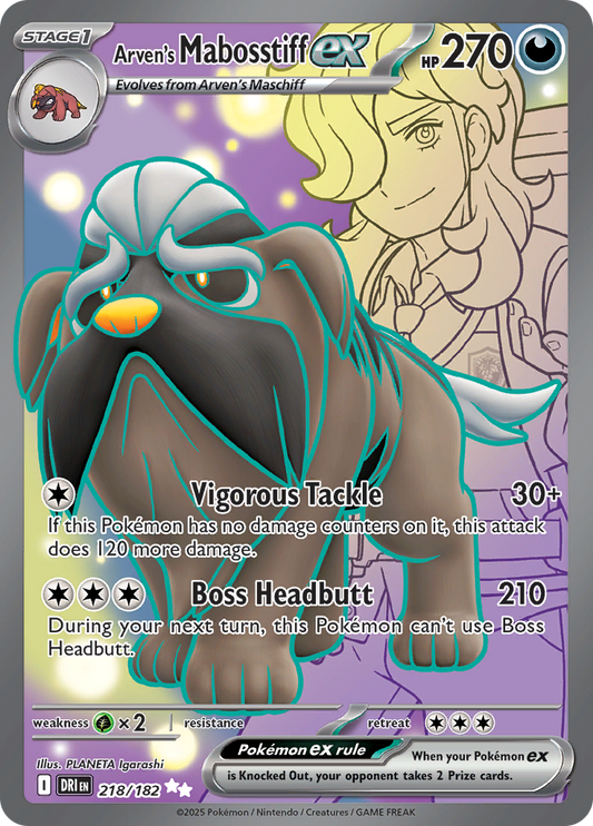 Arven's Mabosstiff ex - #218/182 - Pokémon Scarlet & Violet - Destined Rivals