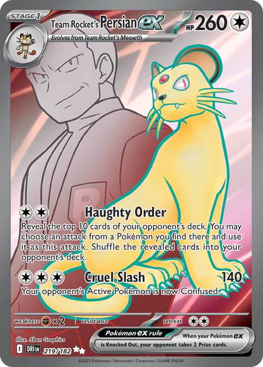 Team Rocket's Persian ex - #219/182 - Pokémon Scarlet & Violet - Destined Rivals