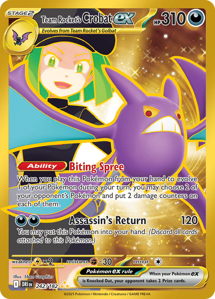 Team Rocket's Crobat ex - #242/182 - Pokémon Scarlet & Violet - Destined Rivals