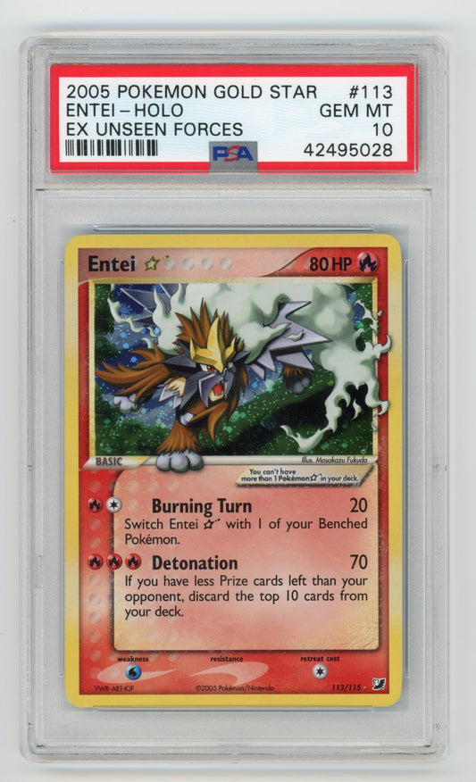 Entei Gold Star - #113 PSA 10 - Pokémon EX: Unseen Forces