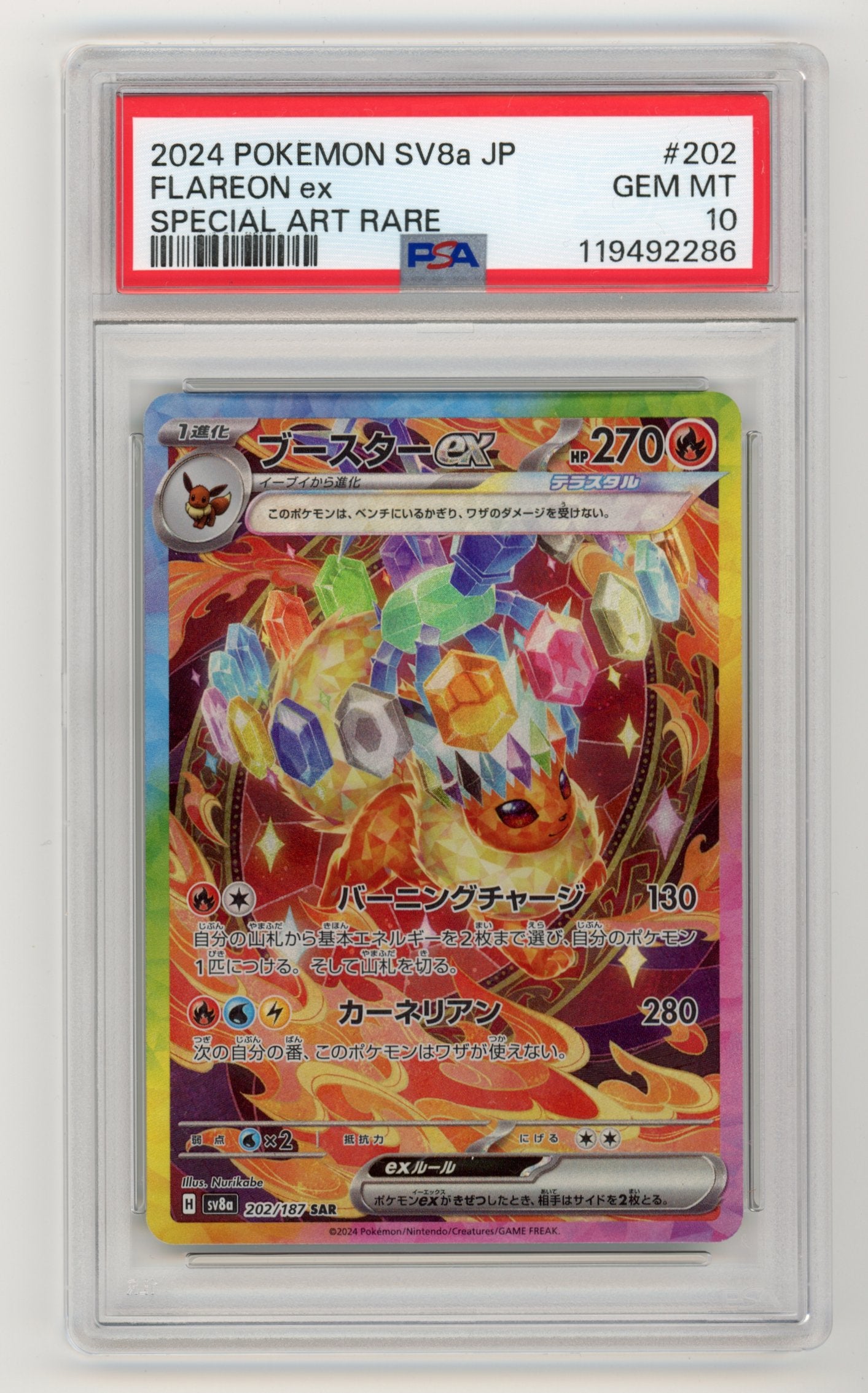 Flareon EX - #202 PSA 10 - Pokémon Scarlet & Violet: Terastal Festival