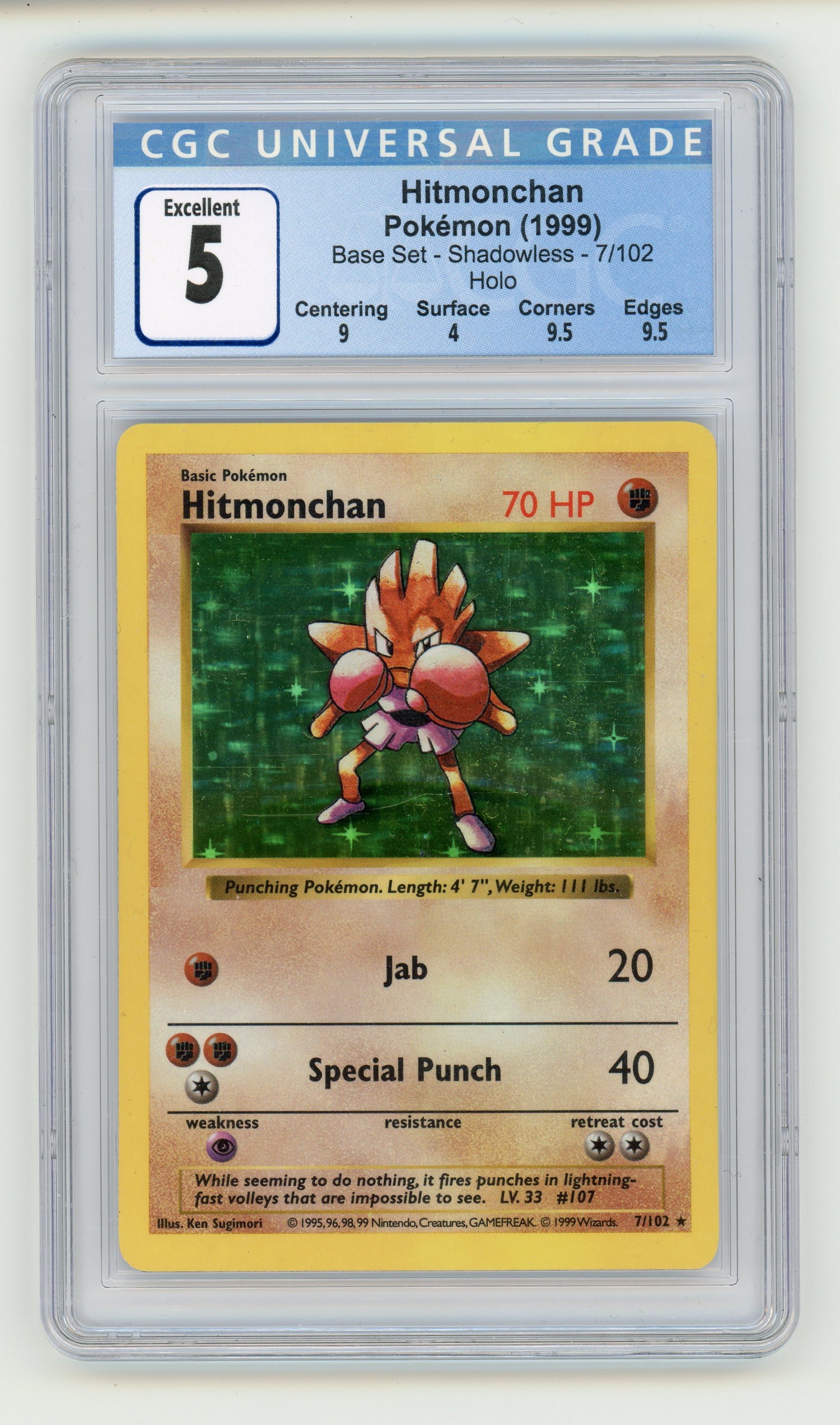 Hitmonchan - #7 CGC 5 - Pokémon Base Set