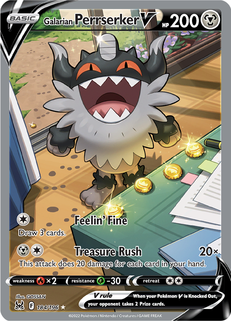 Galarian Perrserker V - #184/196 - Pokémon Sword & Shield - Lost Origin