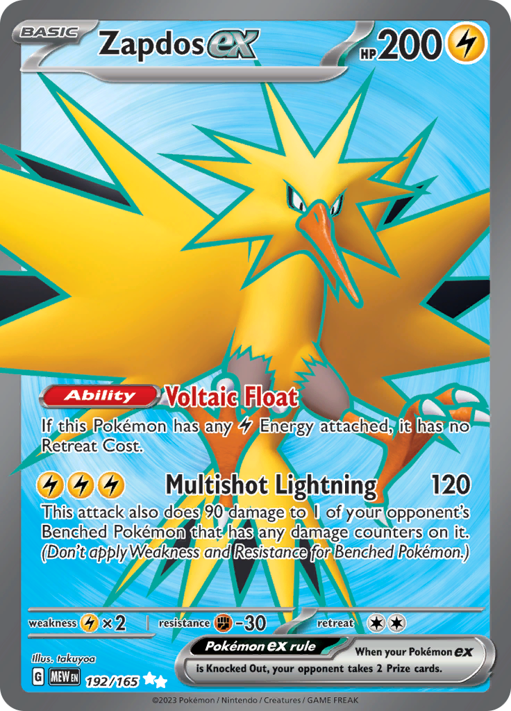 Zapdos ex - #192/165 - Pokémon Scarlet & Violet - 151