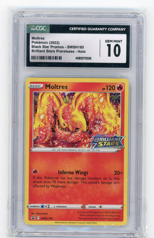 Moltres - #SWSH185 CGC 10 - Pokémon Sword & Shield: Black Star Promo