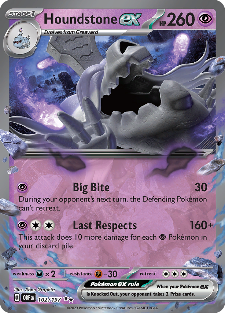Houndstone ex - #102/197 - Pokémon Scarlet & Violet - Obsidian Flames