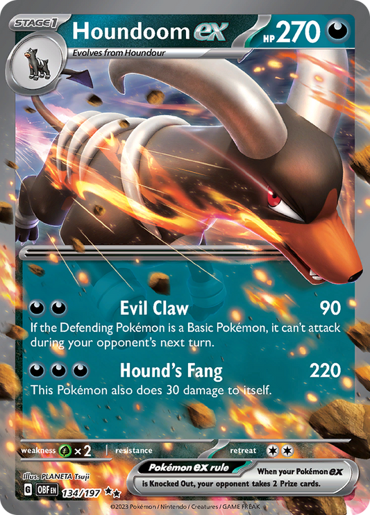 Houndoom ex - #134/197 - Pokémon Scarlet & Violet - Obsidian Flames