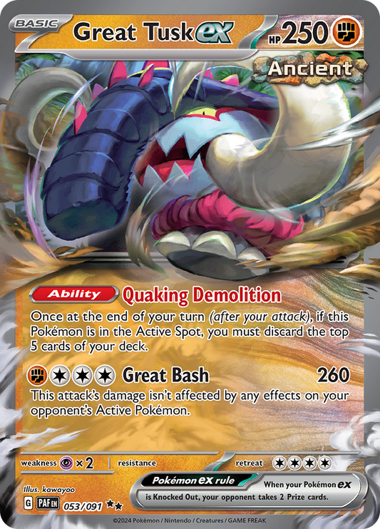 Great Tusk ex - #53/91 - Pokémon Scarlet & Violet - Paldean Fates