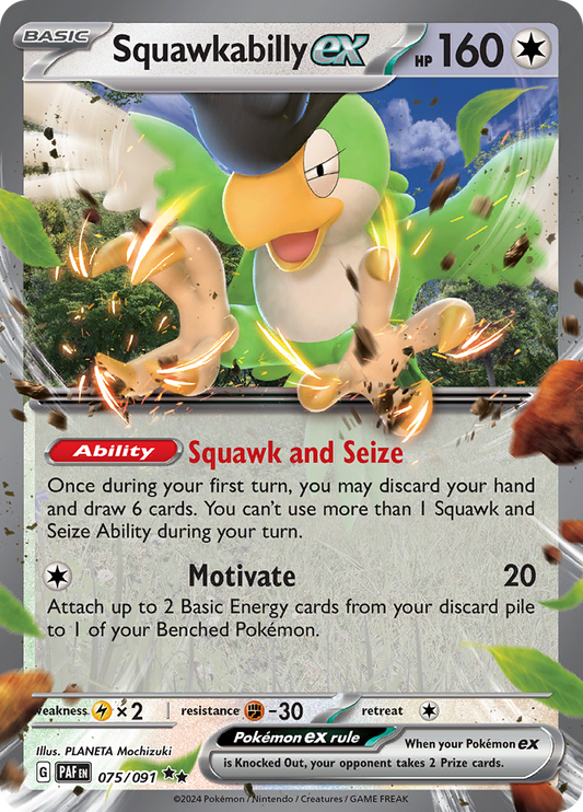 Squawkabilly ex - #75/91 - Pokémon Scarlet & Violet - Paldean Fates