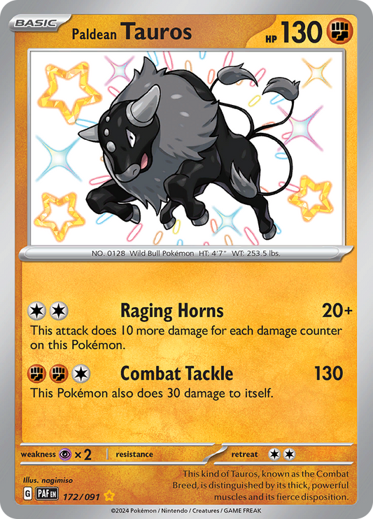 Paldean Tauros - #172/91 - Pokémon Scarlet & Violet - Paldean Fates