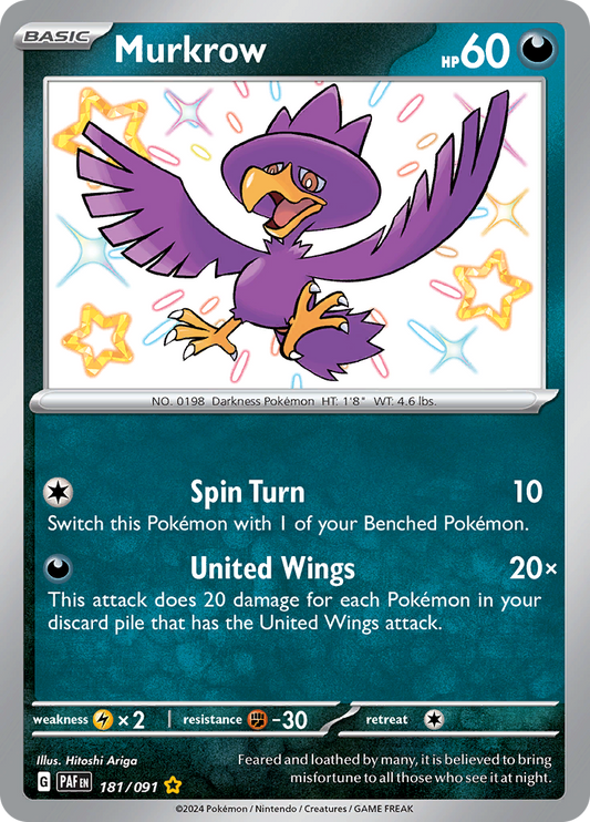 Murkrow - #181/91 - Pokémon Scarlet & Violet - Paldean Fates