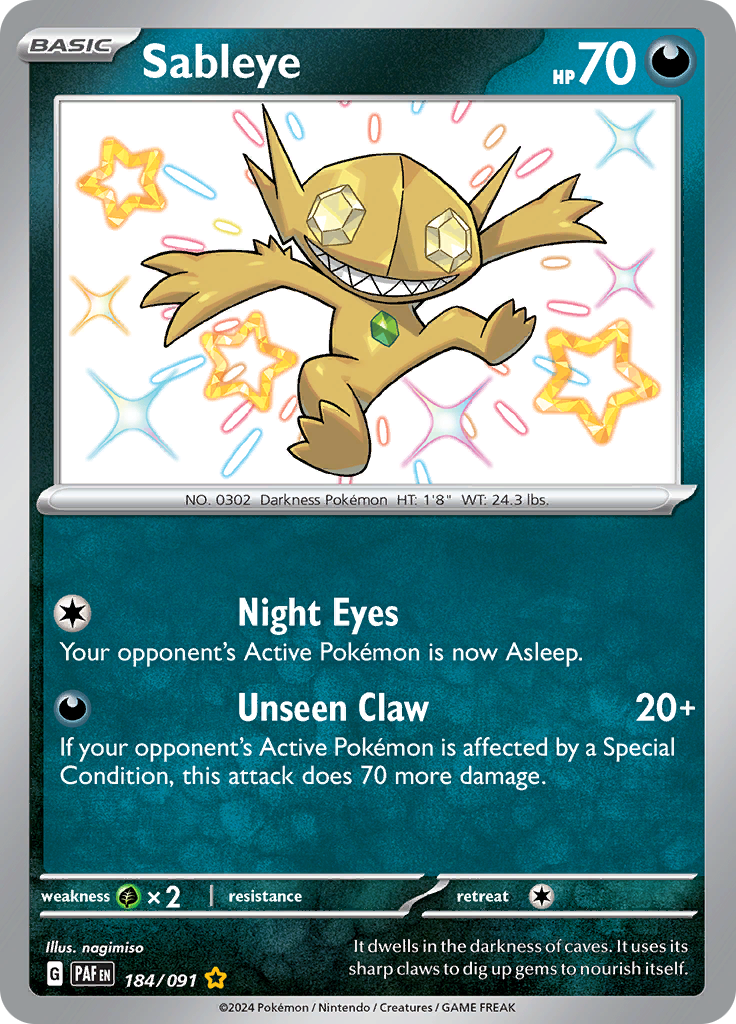 Sableye - #184/91 - Pokémon Scarlet & Violet - Paldean Fates