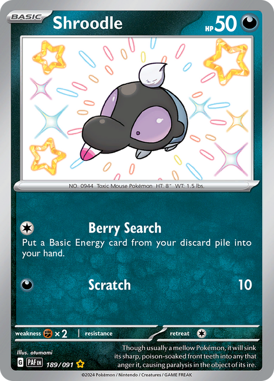 Shroodle - #189/91 - Pokémon Scarlet & Violet - Paldean Fates