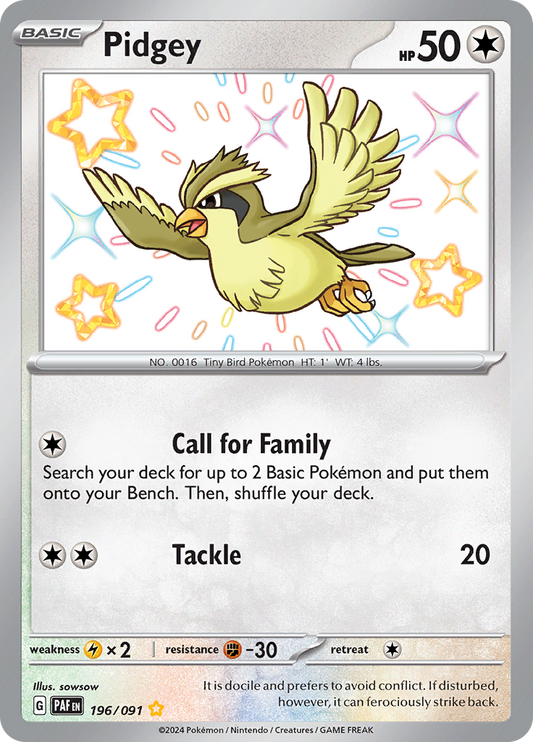 Pidgey - #196/91 - Pokémon Scarlet & Violet - Paldean Fates