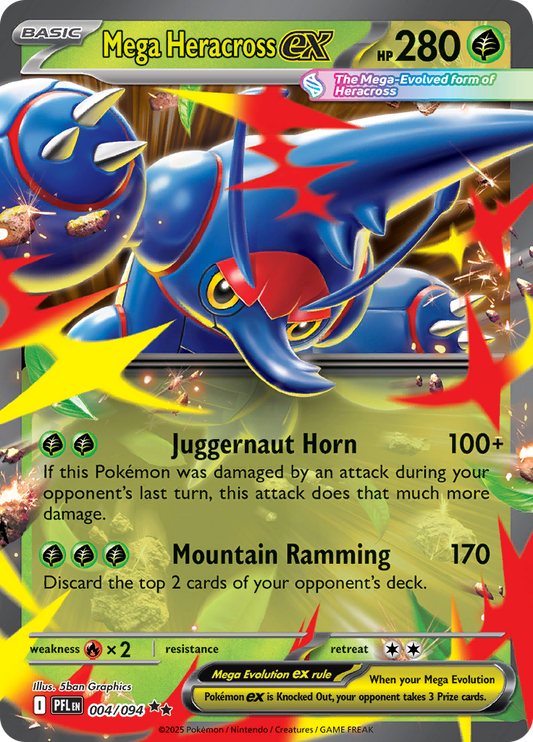 Mega Heracross ex - #004/094 - Pokémon Mega Evolution - Phantasmal Flames