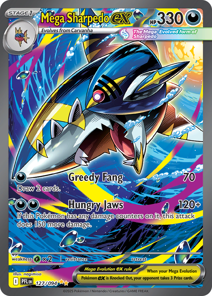 Mega Sharpedo ex - #127/094 - Pokémon Mega Evolution - Phantasmal Flames
