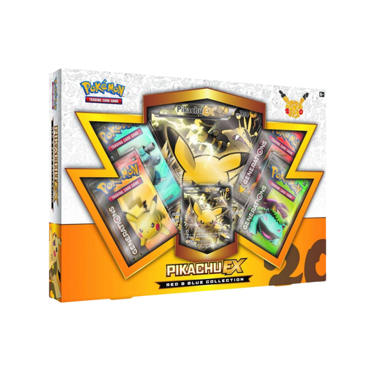 Pokémon XY Generations Pikachu EX Red and Blue Collection Box med 4 booster packs och Pikachu EX promo