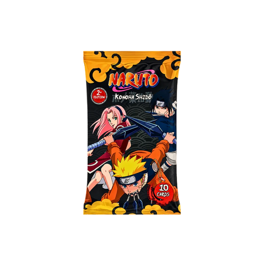 Naruto Mythos TCG Konoha Shido 2nd Edition Booster Pack fabriksförseglat.