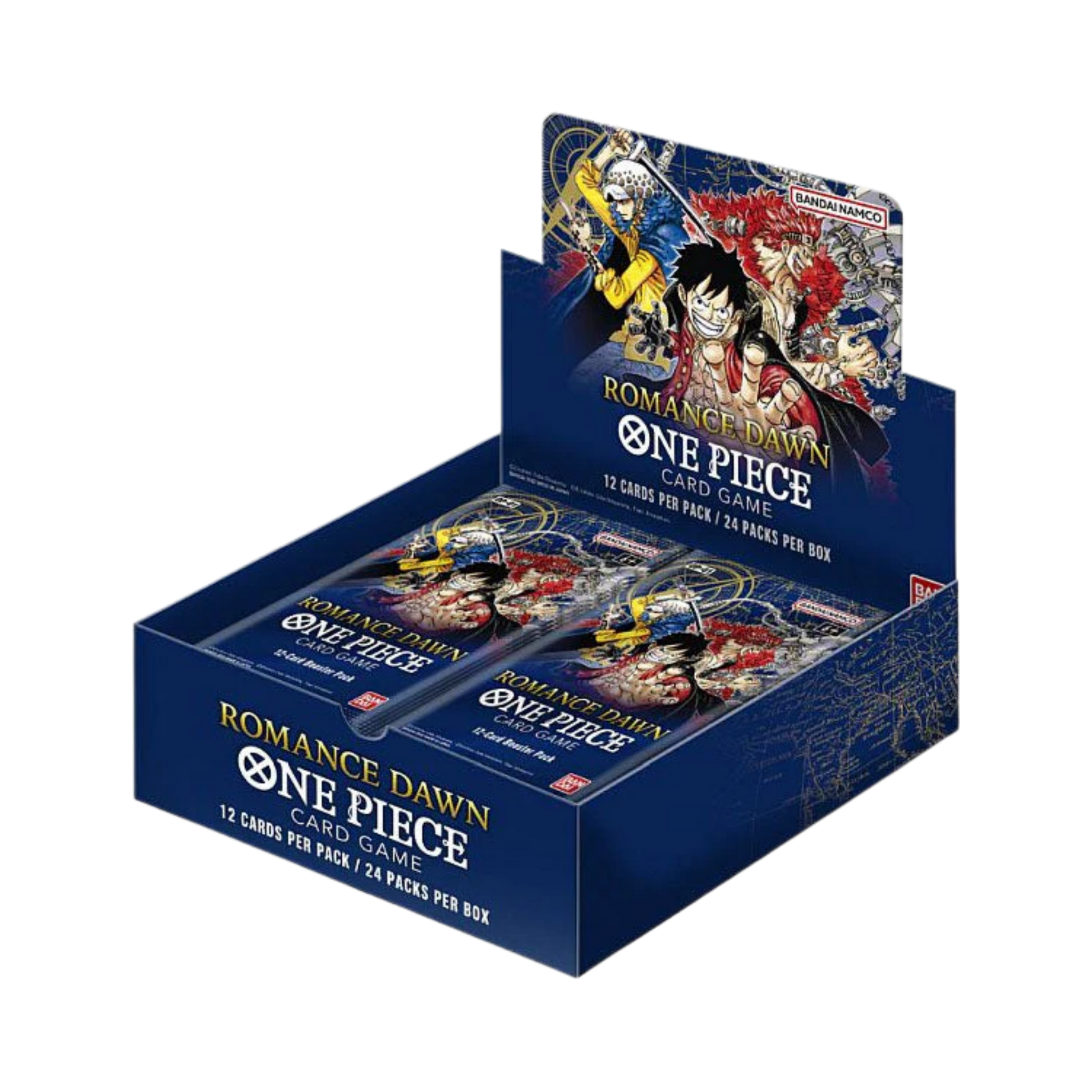 One Piece Card Game OP-01 Romance Dawn Booster Box White Bottom English med 24 booster packs.