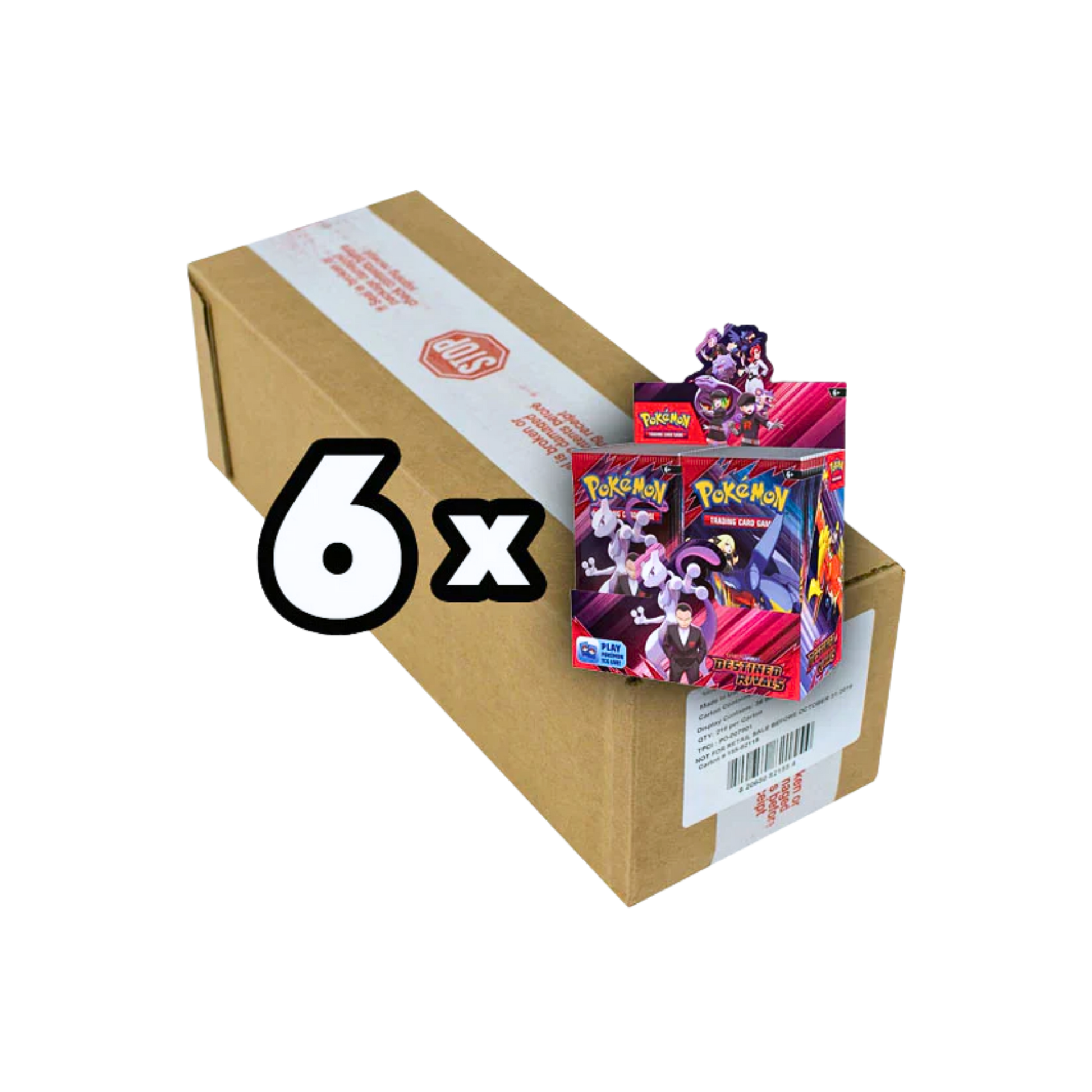Pokémon Scarlet & Violet Destined Rivals Booster Box Sealed Case med 6 fabriksförseglade Booster Boxes.