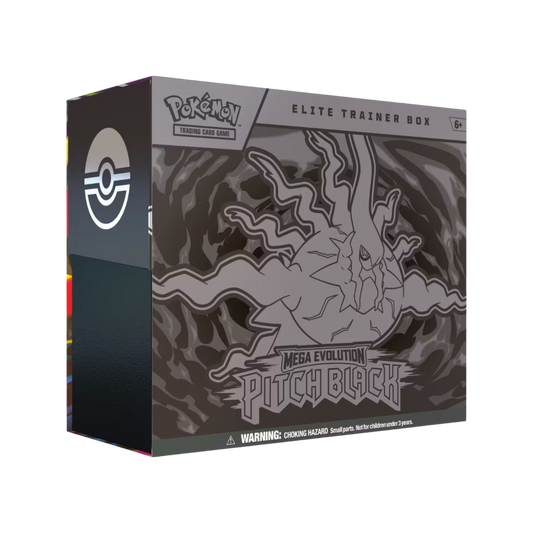 Pokémon Mega Evolution Pitch Black Elite Trainer Box med 9 booster packs och exklusivt promo-kort