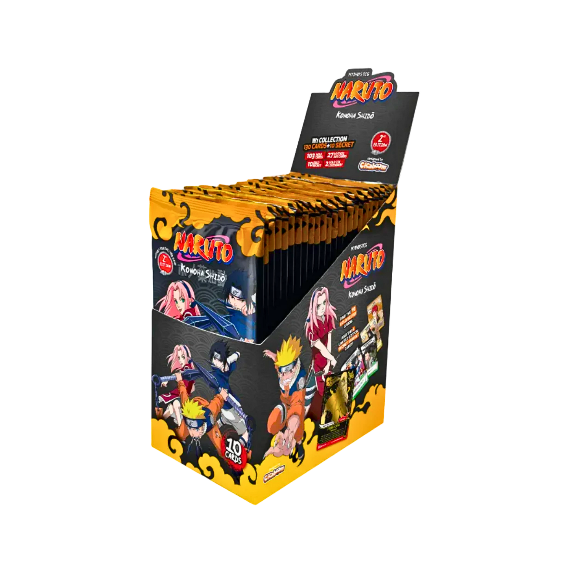 Naruto Mythos TCG Konoha Shido 2nd Edition Booster Box fabriksförseglad med booster packs