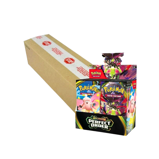 Pokémon Mega Evolution Perfect Order Booster Box Sealed Case med 6 fabriksförseglade Booster Boxes.