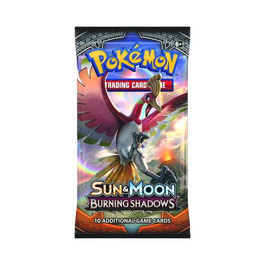 Pokémon Sun & Moon Burning Shadows Booster Pack fabriksförseglat med slumpmässigt artwork.