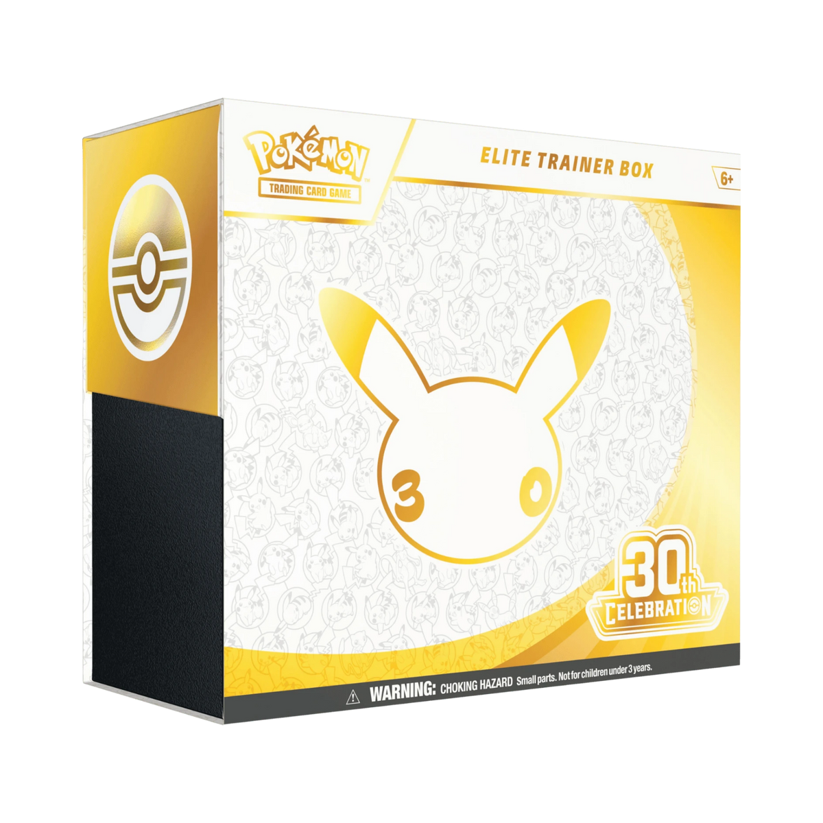 Pokémon TCG 30th Celebration Elite Trainer Box med 9 booster packs och exklusivt Nidorina promo-kort.