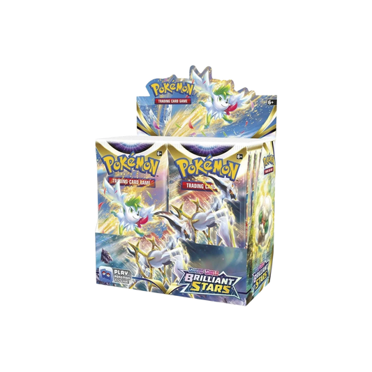 Pokémon Sword & Shield Brilliant Stars Booster Box med 36 Brilliant Stars booster packs.