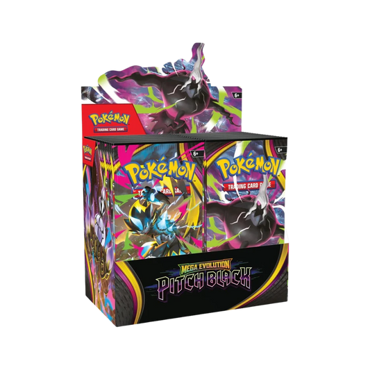 Pokémon Mega Evolution Pitch Black Booster Box med 36 fabriksförseglade booster packs.
