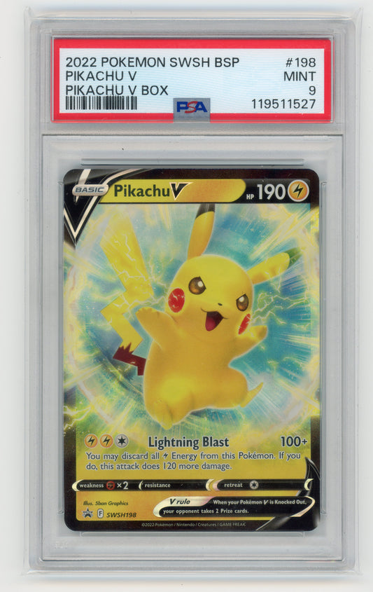 Pikachu V - #SWSH198 PSA 9 - Pokémon Sword & Shield: Black Star Promo